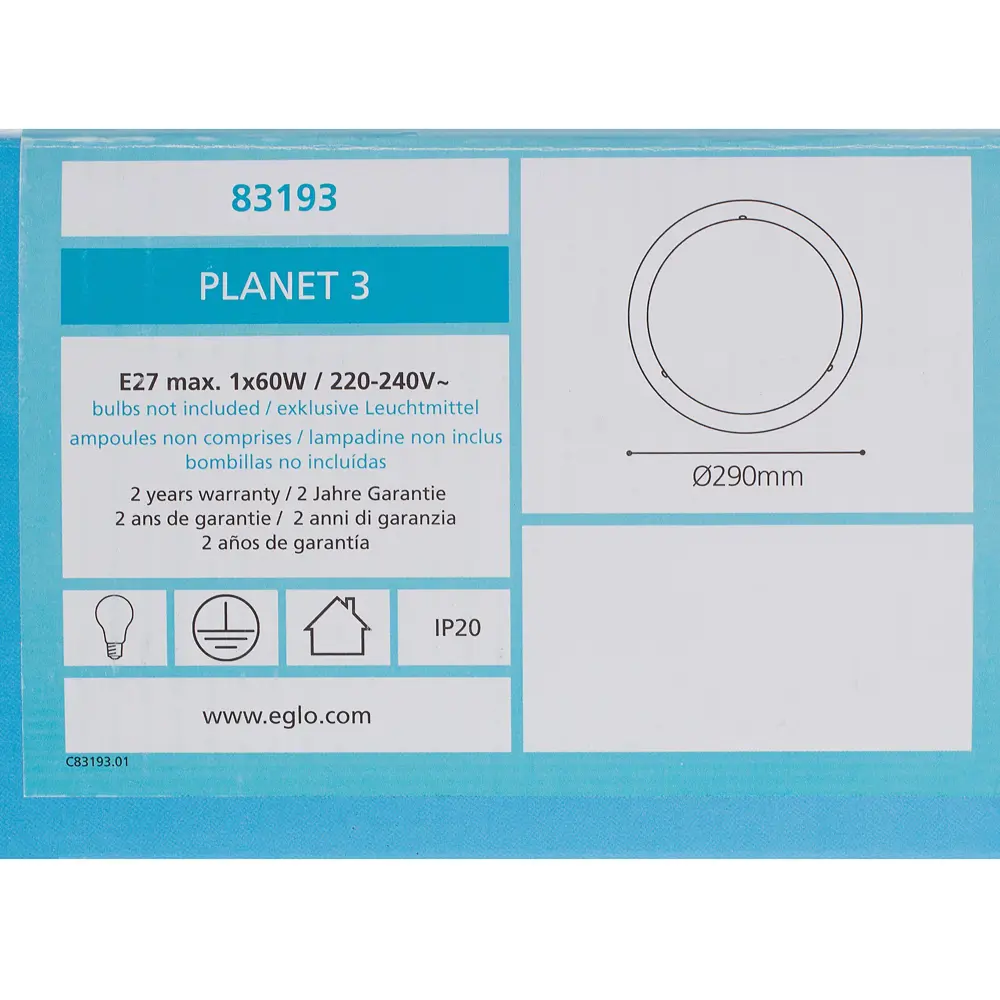 Светильник настенно-потолочный Planet 3 1xE27x60 Вт цвет чёрный Eglo STLM-2099301 - Вид №4