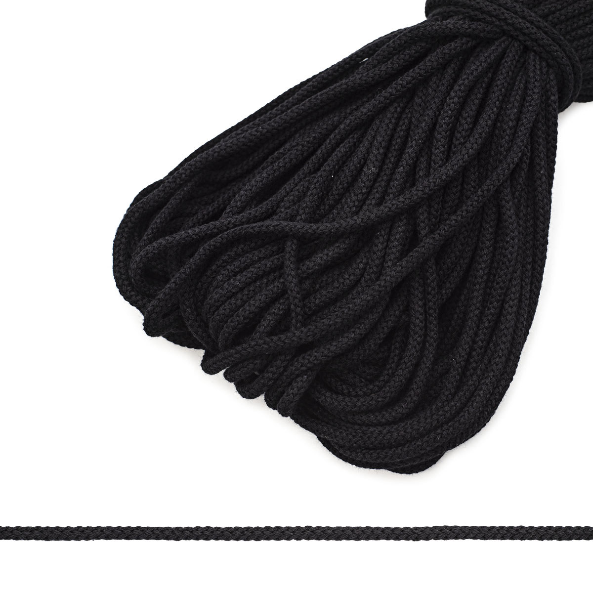 90934091 Шнур плетеный бытовой веревка хозяйственная хлопковая цвет черный 5мм х 100м STLM-0423389 АЙРИС