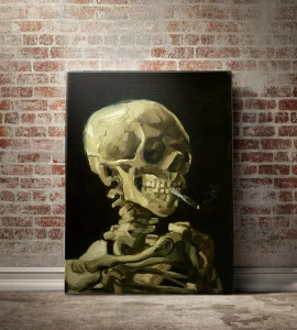 Картина с покрытием объемным гелем 100х80 см "Череп с горящей сигаретой" ICON DESIGNE  178171 Серый;черный