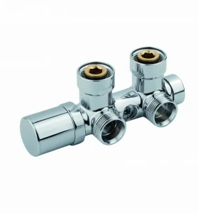 Carlo Poletti V42300E Клапан термостатический угловой одно/двухтрубный с бай-пасс, с подключением медной или пластиковой трубы. Межосевое расстояние 50 мм.