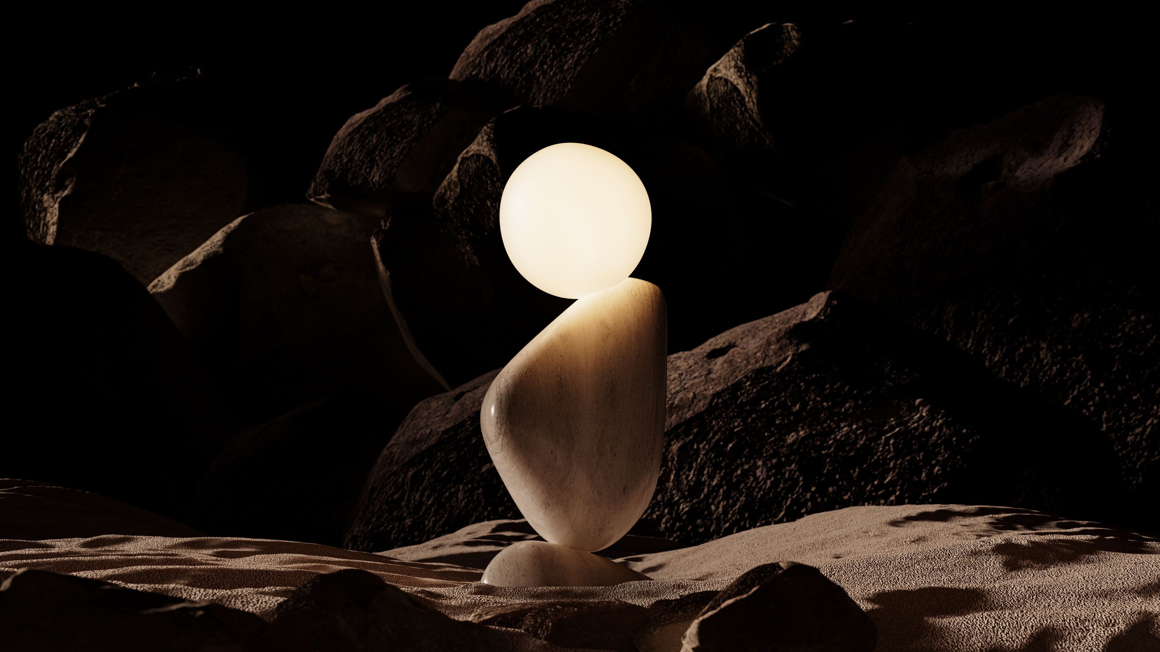 Настольная лампа из камня и стекла Matthew McCormick BEN ARCH-00004011