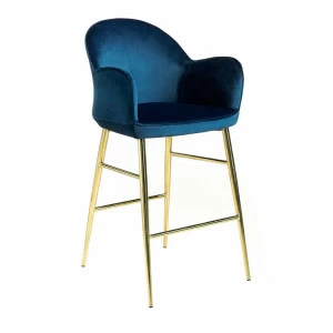 Полубарный стул мягкий с металлическими ножками синий от Angel Cerda ANGEL CERDA A175 00-3865716 Золото;синий