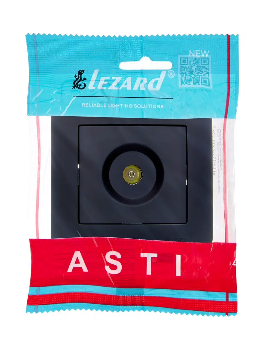 ASTI Розетка ТВ проходная чёрный бархат LEZARD 7081-4242-129 - Вид №3