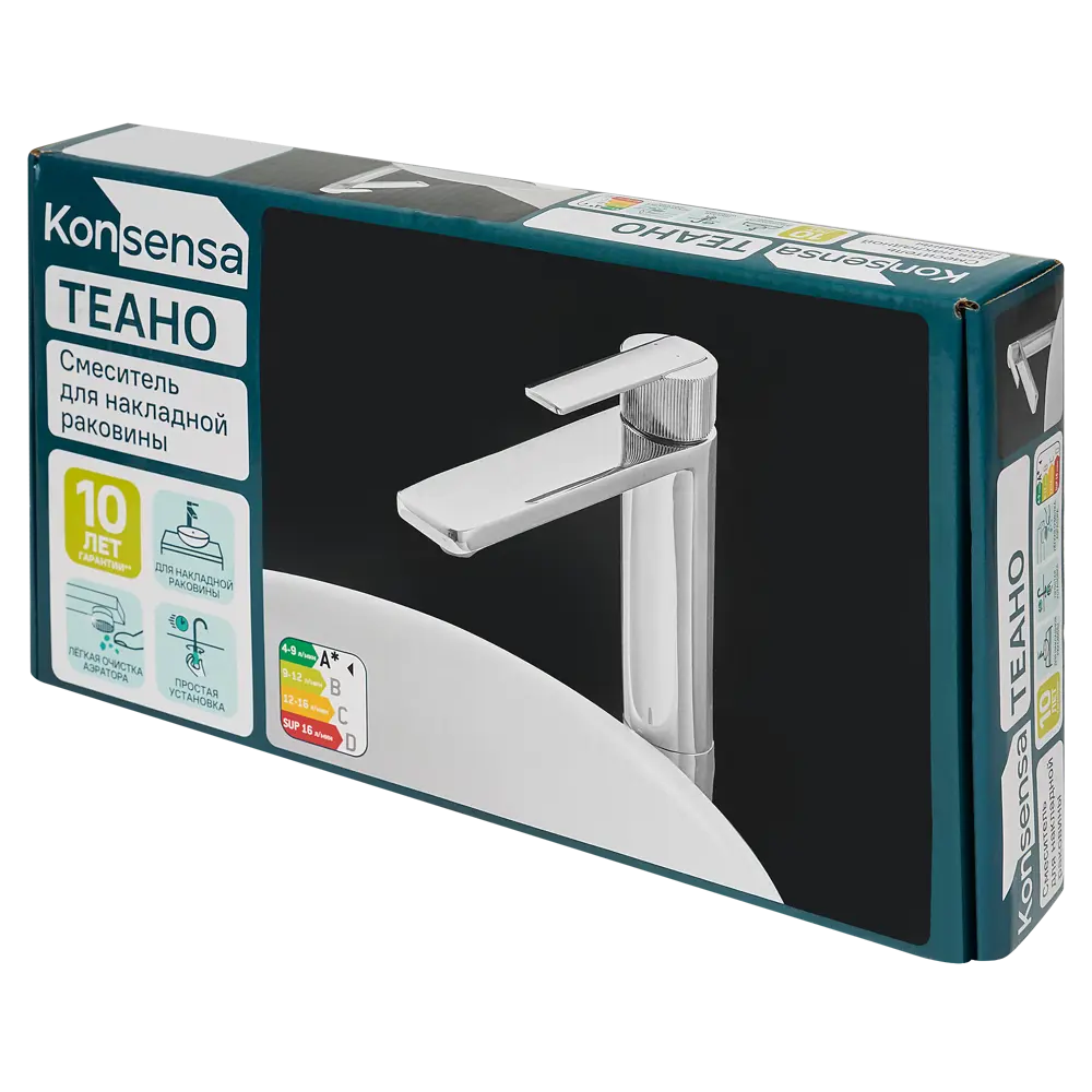 Смеситель для раковины KONSENSA Теано однорычажный на столешницу цвет хром STLM-2132247 - Вид №9
