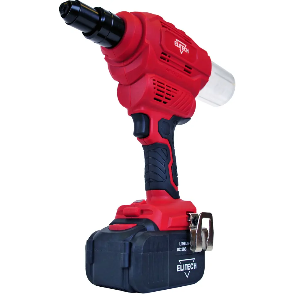 Пистолет заклепочный аккумуляторный Elitech ПЗА18БЛ E2208.004.01, 18 В Li-Ion 4 Ач STLM-2141668 - Вид №5