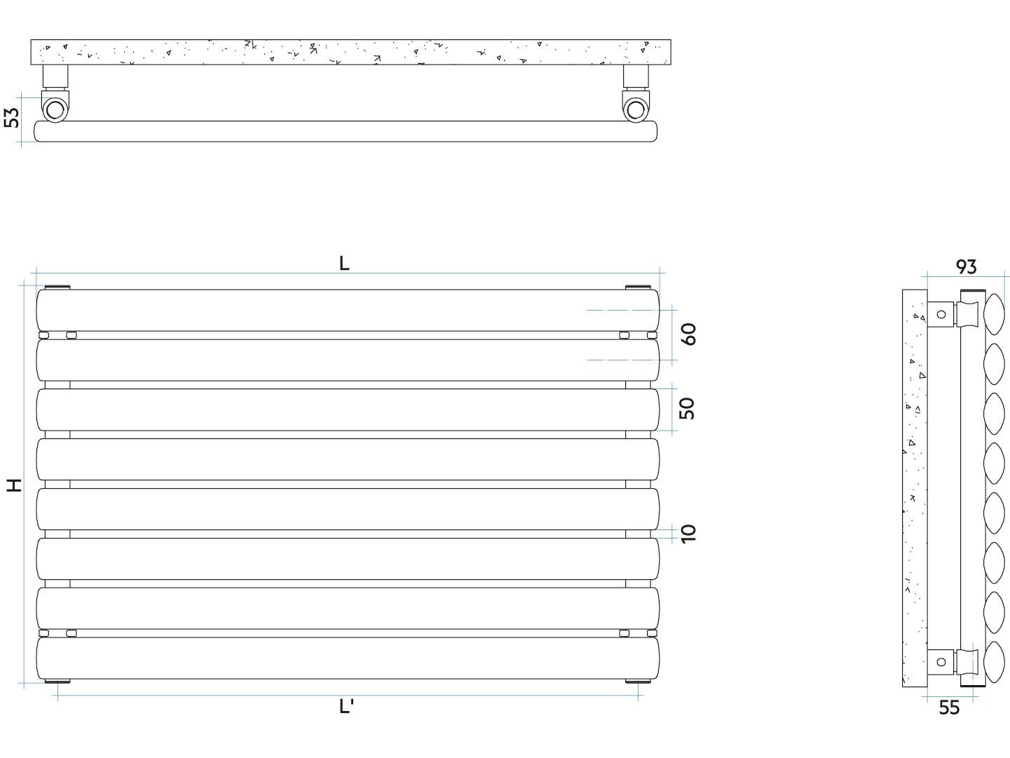 Стальной горизонтальный мебельный радиатор с эллиптическими трубчатыми элементами Irsap Ellipsis ARCH-00049973 - Вид №4
