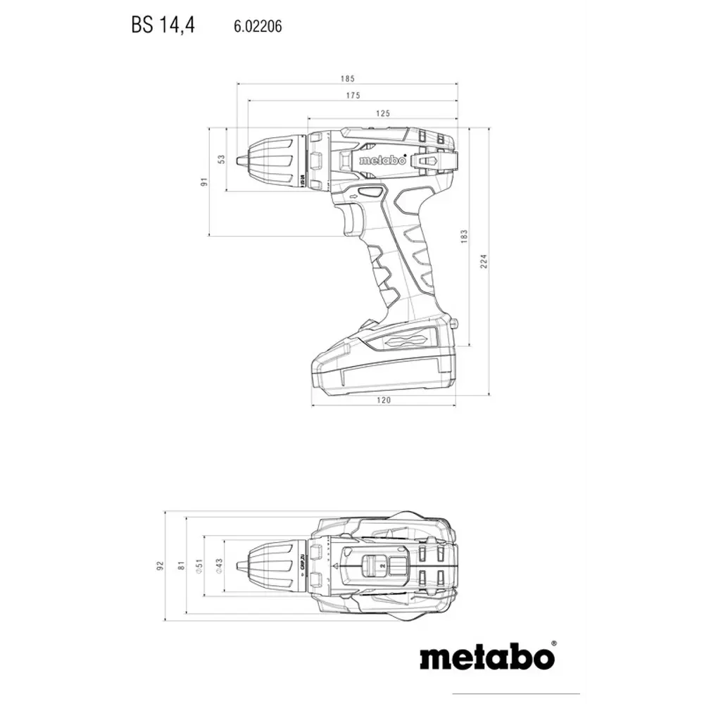 Дрель-шуруповерт аккумуляторная Metabo BS 14.4, 602206550, 14.4 В Li-ion 2x1.5 Ач STLM-2167673 - Вид №7