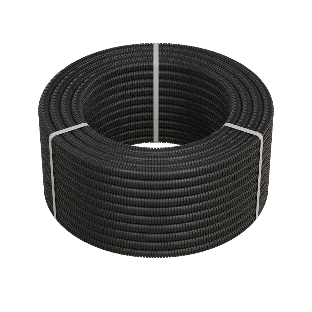 Труба гофрированная Экопласт D20 мм 50 м ПНД легкая с протяжкой цвет черный STLM-2021947 - Вид №1