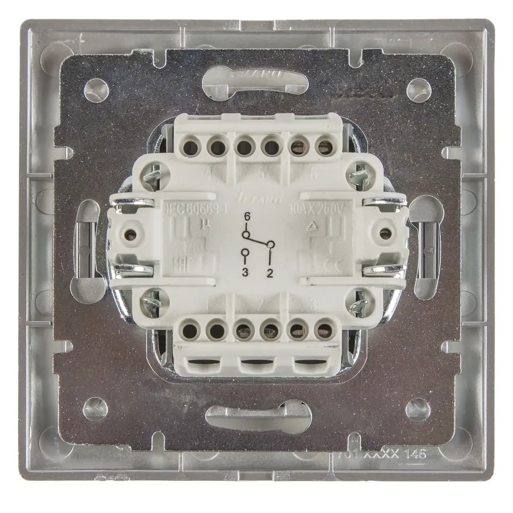 Выключатель Lezard Mira, проходной, с вставкой, серый металлик STLM-2075431 - Вид №1