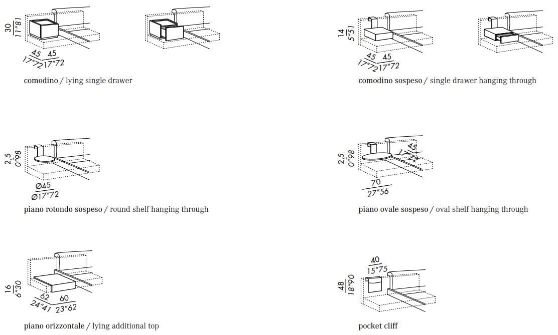Секционная мягкая текстильная кровать с спинкой Meridiani ARCH-00049119 - Вид №9