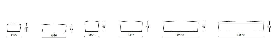 Круглый пуф из ткани Diemme Circuit ARCH-00022645 - Вид №7