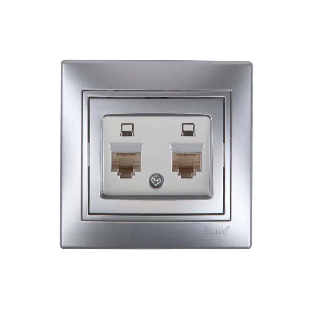 Розетка компьютерная Lezard Mira, 2 гнезда, цвет серый металлик STLM-2152468