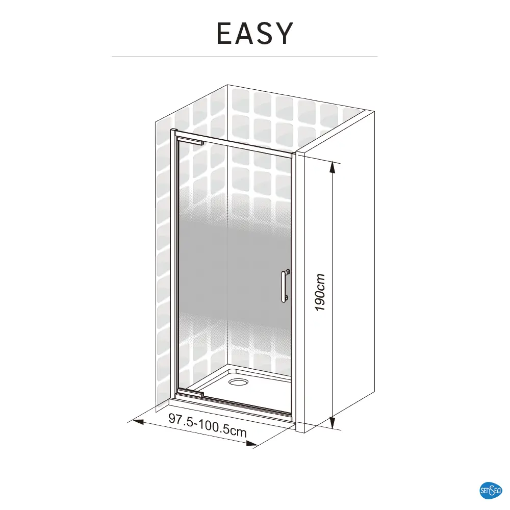 Стекло для распашной душевой двери Sensea Easy 100 см с шелкографией, цвет профиля на выбор STLM-2125922 - Вид №40