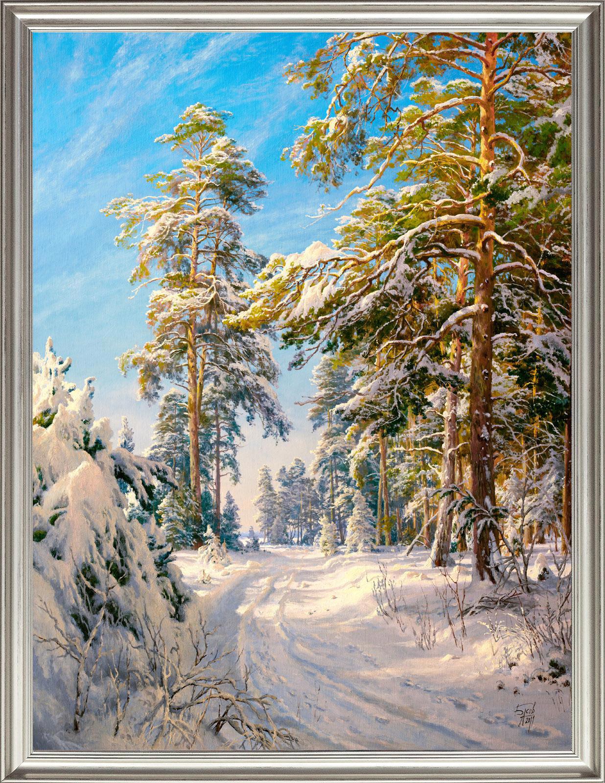 90023618 Картина на холсте Сосновый лес зимой БС-х44, 68х88 см STLM-0088411 РУССКАЯ КОЛЛЕКЦИЯ