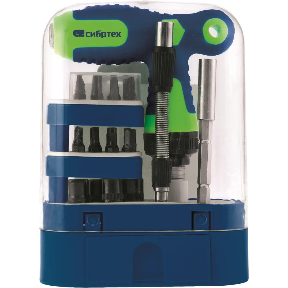 Т-образная отвертка Сибртех с набором бит 33 предмета для профессионального монтажа 84951396 STLM-1412333