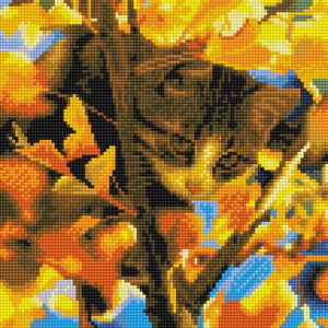 Алмазная мозаика 30х30 см Кот на дереве (25 цветов) MOLLY