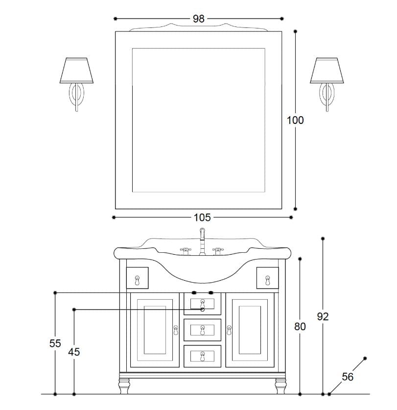 Напольный умывальник с ящиками Gaia Mobili Classic ARCH-00032054 - Вид №3