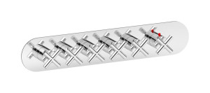 EUA522CCNWO Комплект наружных частей термостата на 5 потребителей - горизонтальная овальная панель с ручками Wow IB Aqua - 5 потребителей