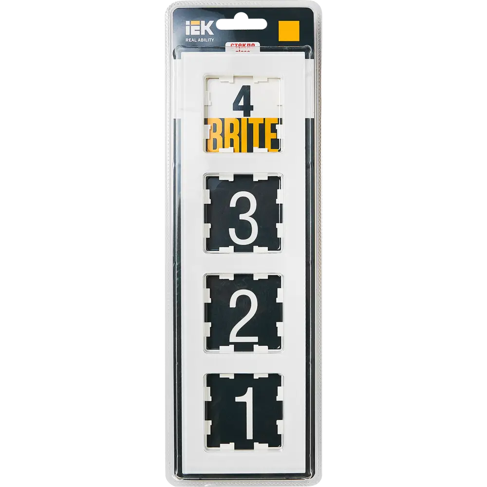 Рамка IEK Brite для розеток и выключателей - 4 модуля, белый глянец 87761305 STLM-1108916 - Вид №3