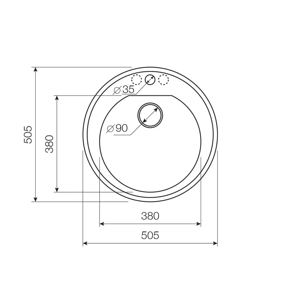 Мойка врезная круглая 50.5x18x50.5 см Lava кварц цвет светло-серый R.2 SCANDI