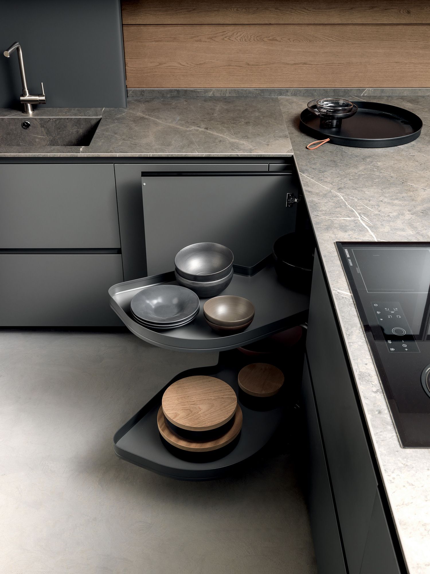 Деревянная кухня с полуостровом MODULNOVA Light ARCH-00021032 - Вид №5