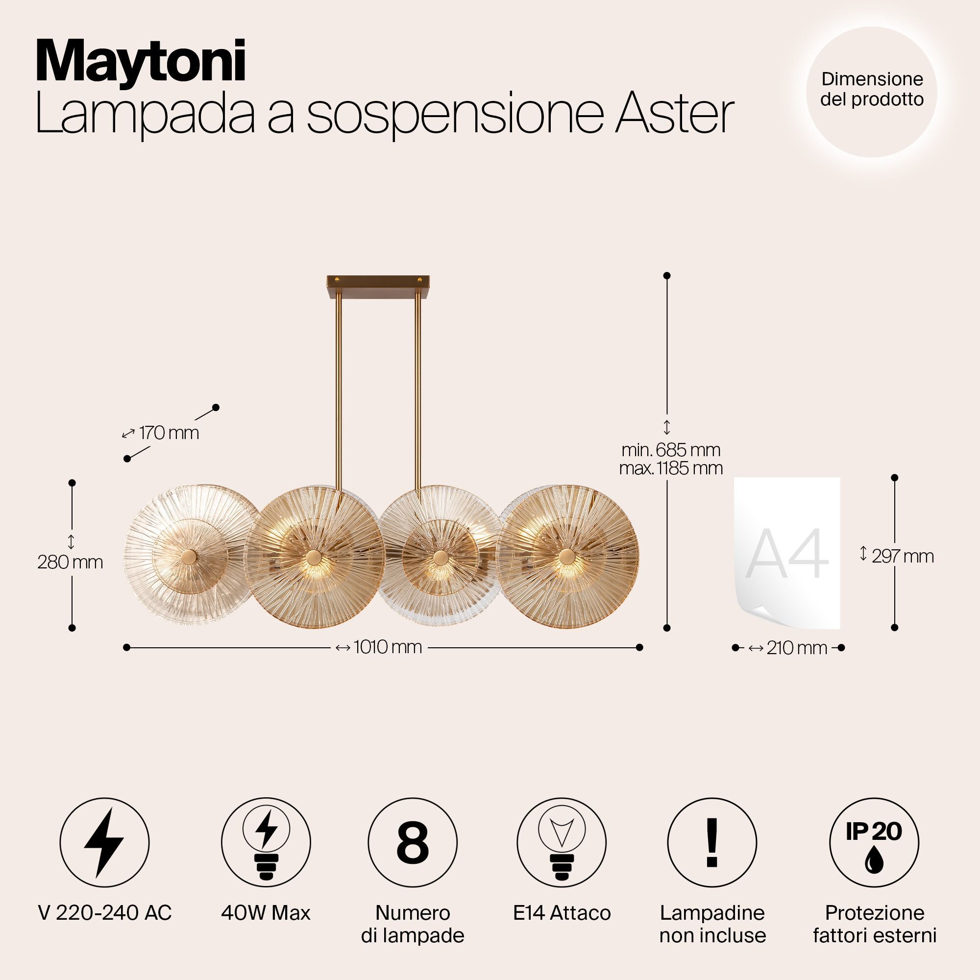 Стеклянный подвесной светильник Maytoni Aster ARCH-00036379 - Вид №4