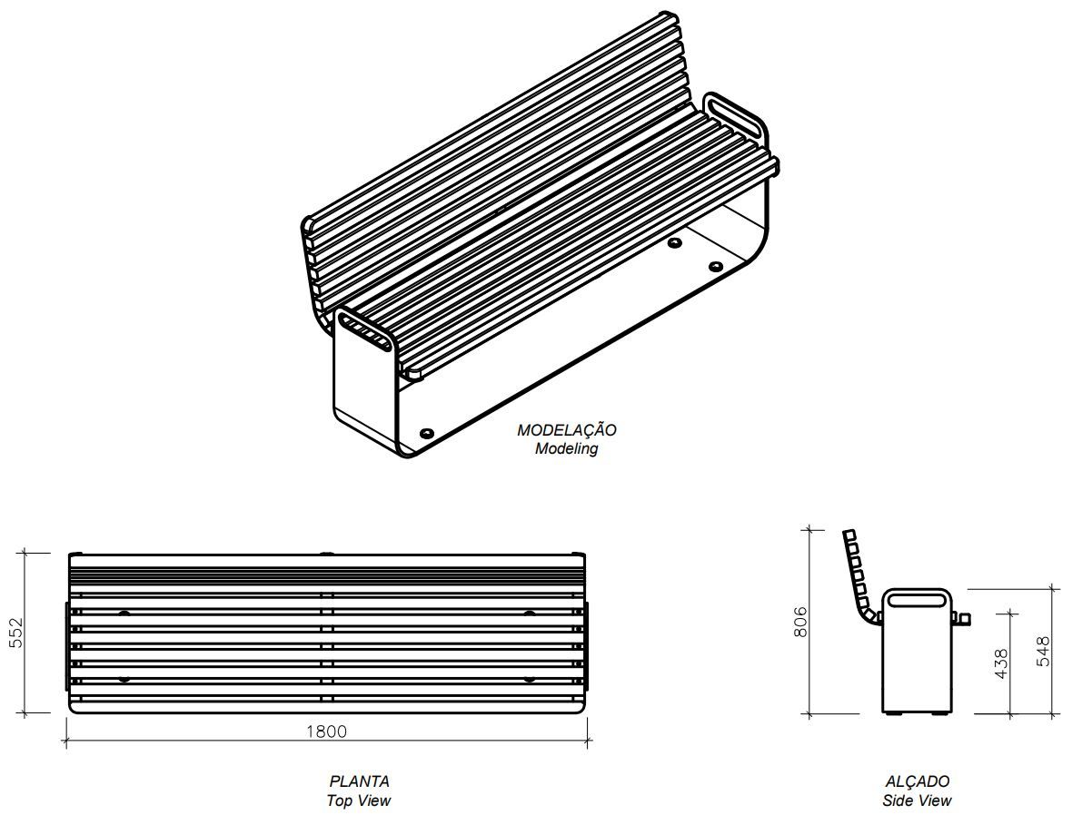Стальная и деревянная скамья со спинкой amop Grip ARCH-00113623 - Вид №2