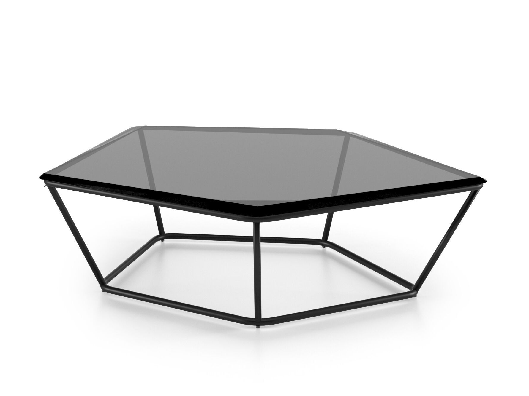 Низкий металлический журнальный столик со стеклянной столешницей Natuzzi Italia Chocolat ARCH-00119908