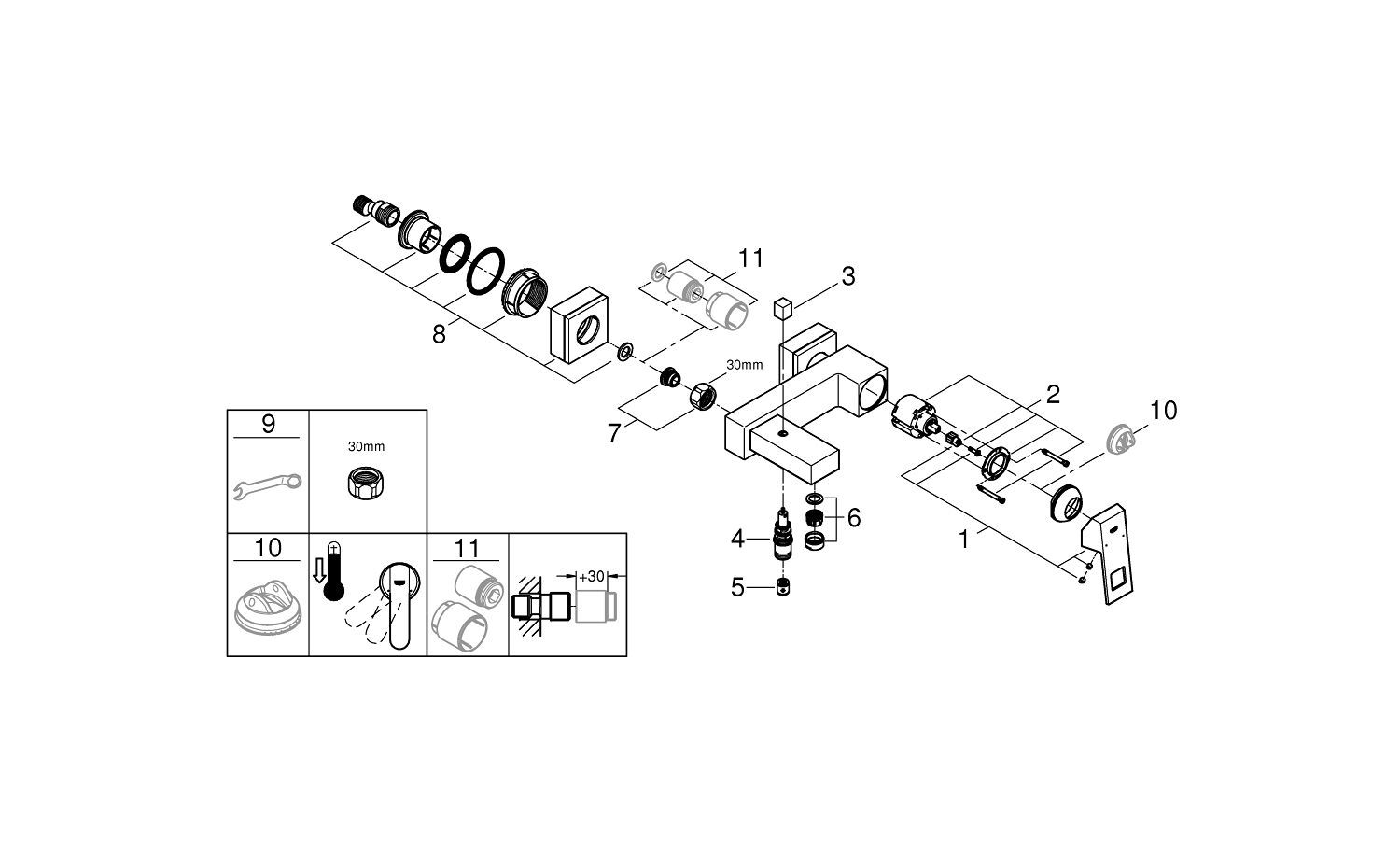 Однорычажный настенный смеситель для ванны Grohe Eurocube ARCH-00025281 - Вид №5