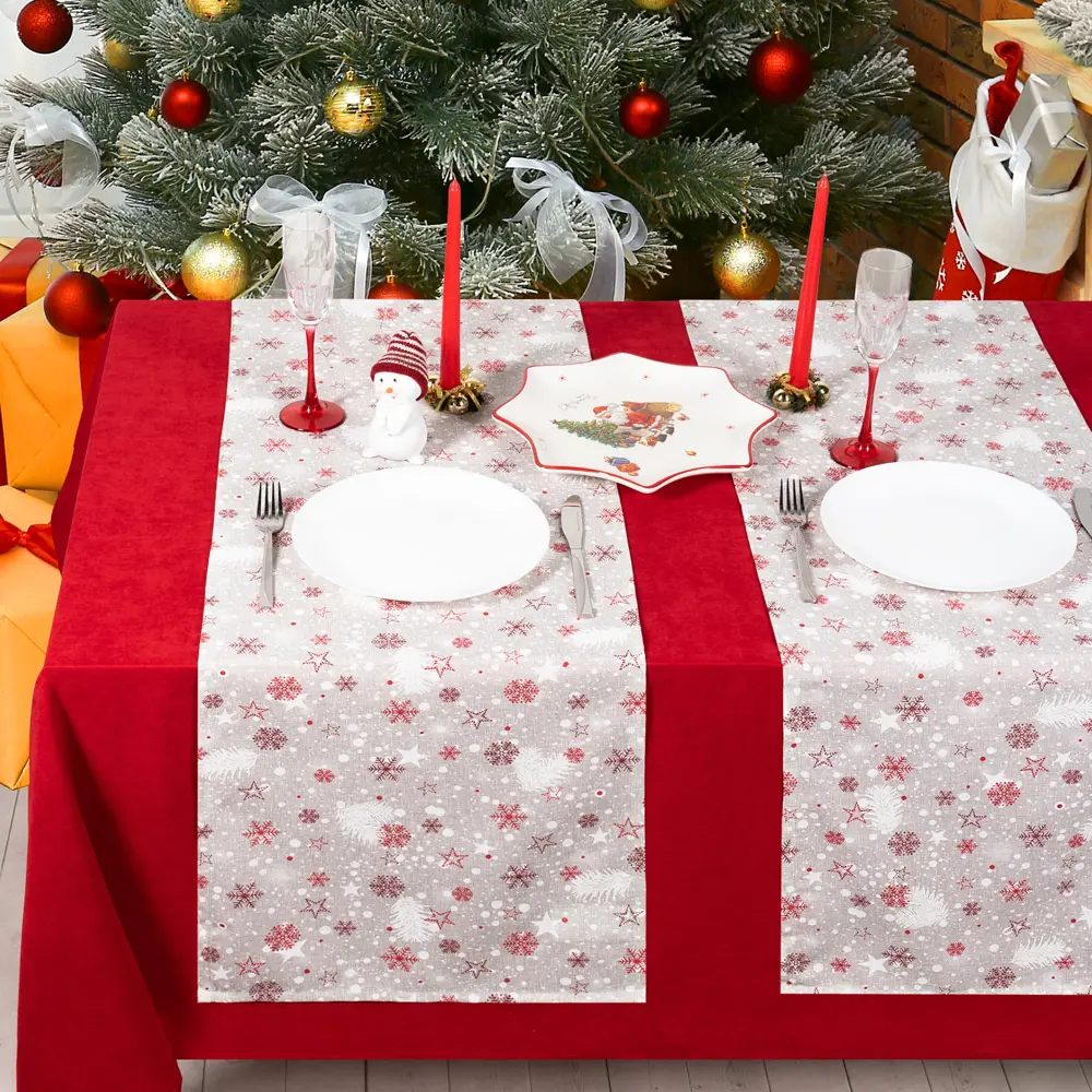 Дорожка на стол "Снежинки", 40x140 см, цвет серый Altali STLM-2008143 - Вид №5