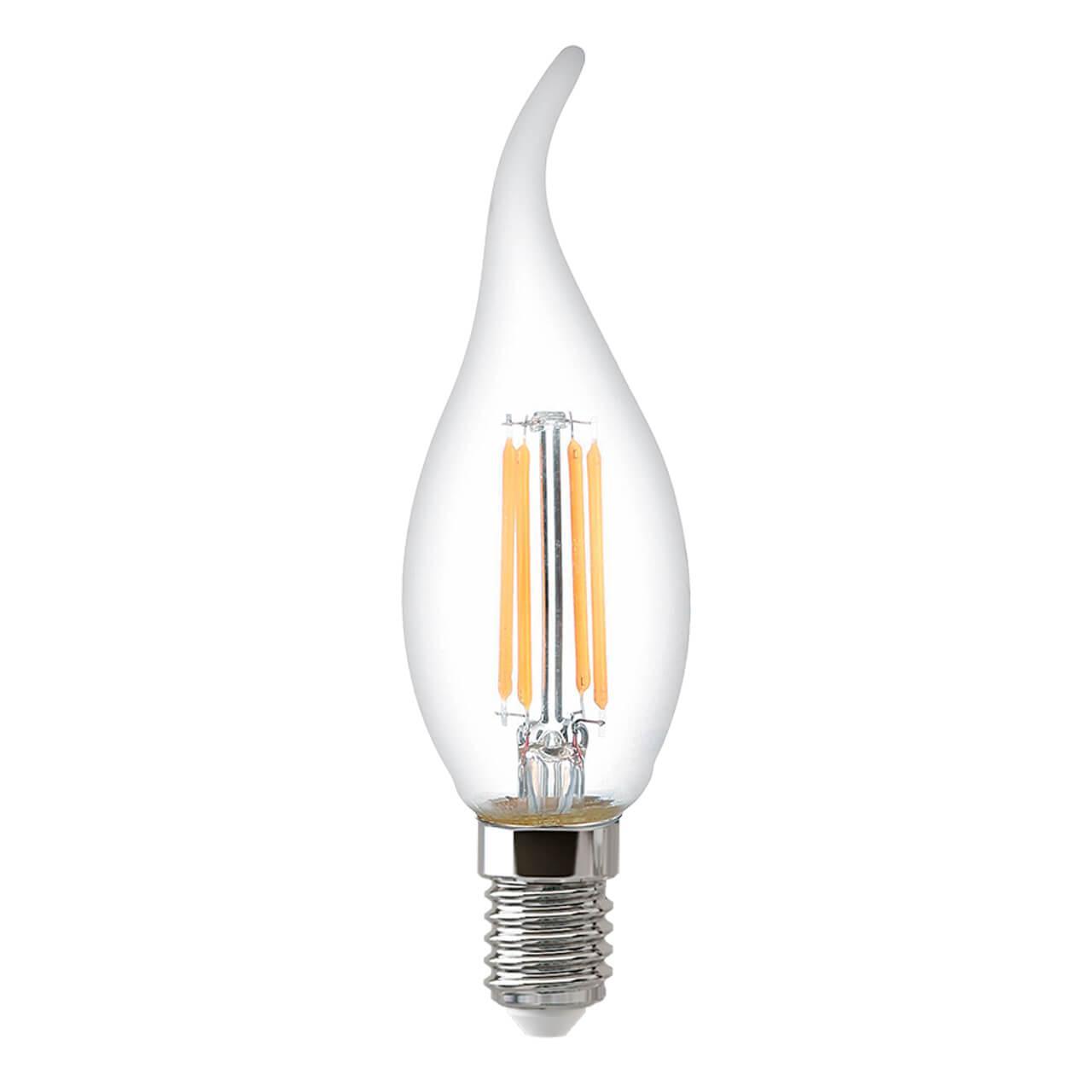 TH-B2076 Лампа светодиодная филаментная E14 7W 4500K свеча на ветру прозрачная Thomson