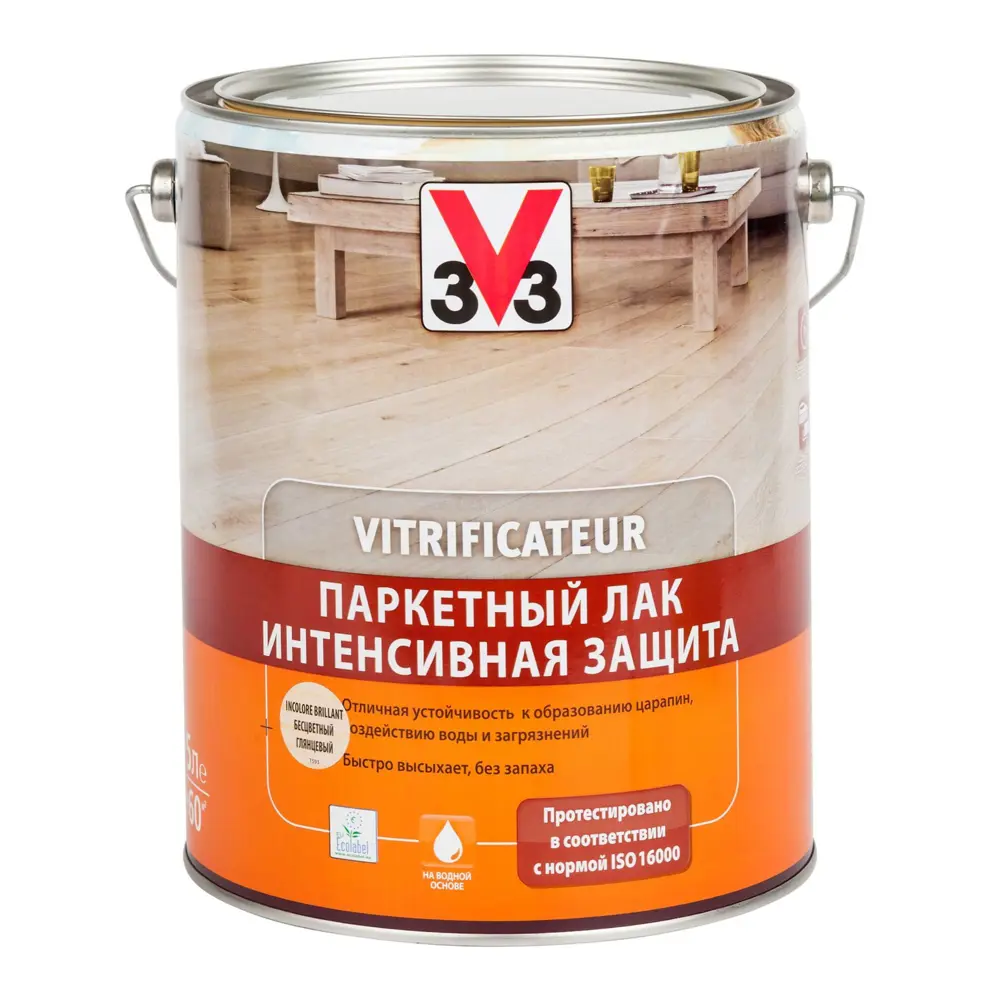 Лак паркетный V33 водный прозрачный 5 л STLM-2034413