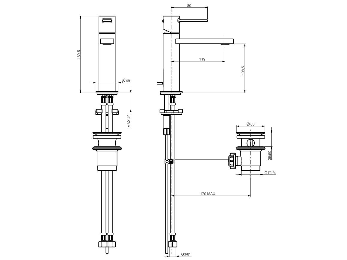 Смеситель для раковины с раковиной Rubinetterie Frattini ARCH-00086819 - Вид №2