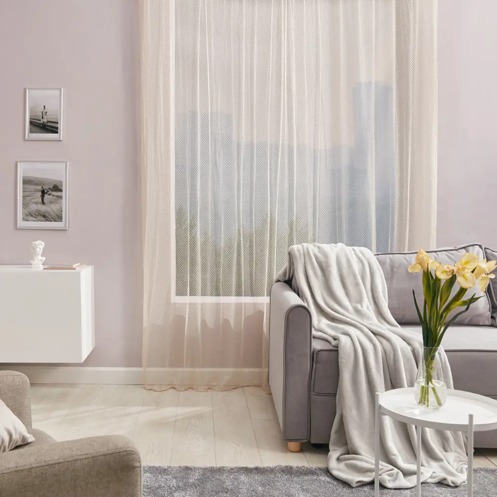 Тюль на ленте Leopar 300x280 см геометрия цвет экрю 84997674 STLM-2099581 MIAMOZA 