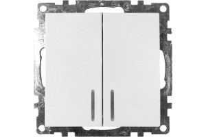 19654638 2-клавишный выключатель с индикатором механизм, GLS10-7102-01, 10А, , белый 39301 STEKKER Катрин