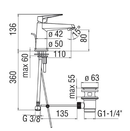 Смеситель для раковины с ограничителем расхода Nobili Sky ARCH-00106295 - Вид №2
