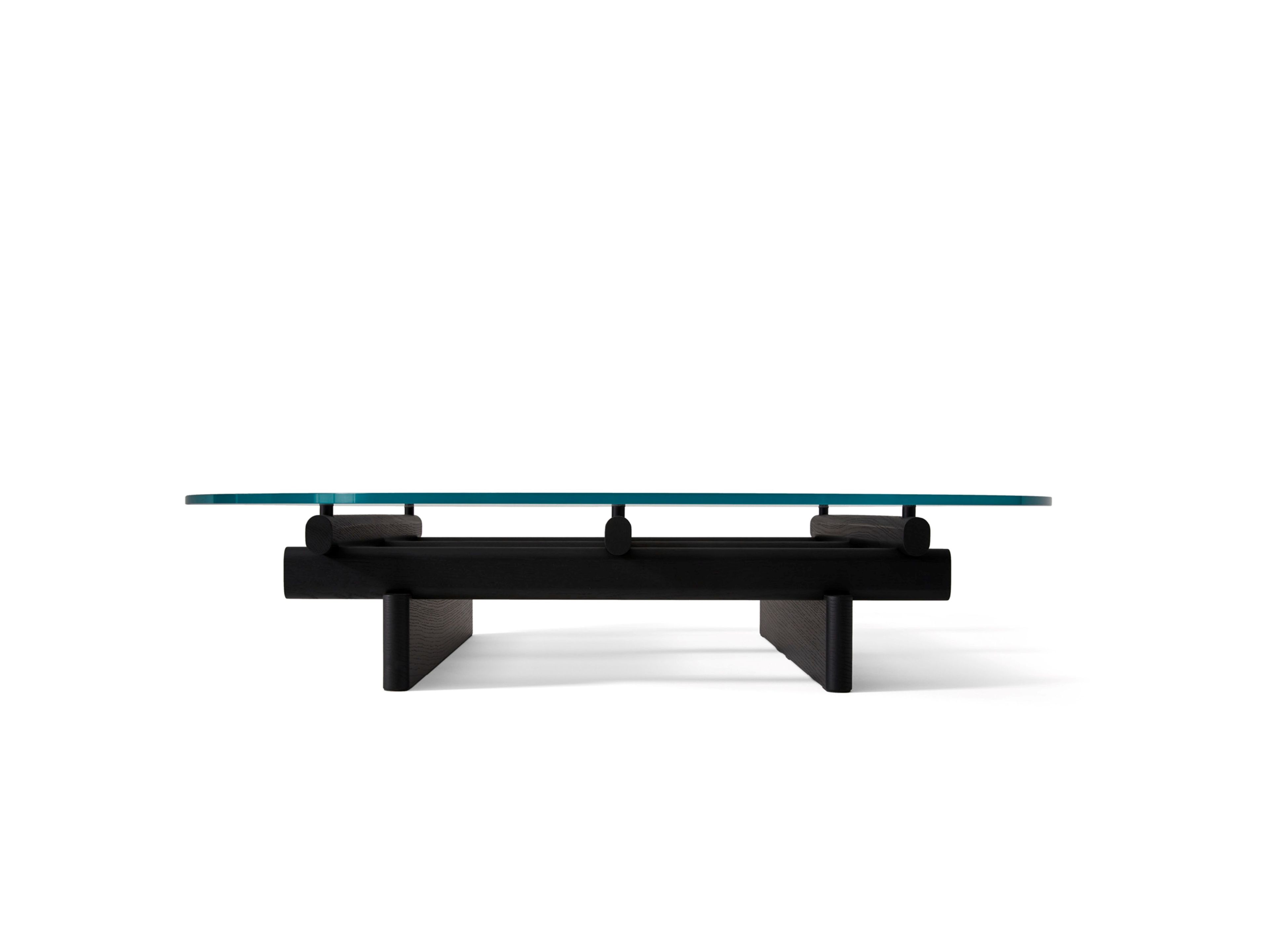 Низкий круглый деревянный и стеклянный журнальный столик CASSINA Sengu ARCH-00113199 - Вид №1