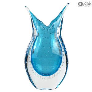 4312 ORIGINALMURANOGLASS Ваза Ласточка - синяя - соммерсо балетон - муранское стекло OMG 14 см