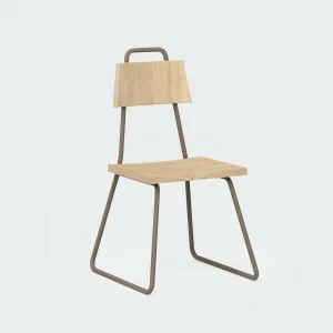 Стул с металлическими ножками и деревянным сиденьем кофейный Bauhaus WOODI  00-3966236 Коричневый