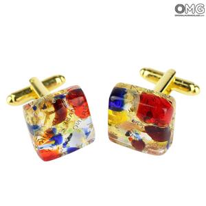 3167 ORIGINALMURANOGLASS Запонки - разноцветные - Original Murano Glass OMG 1 см