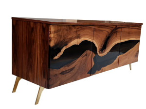 Шкаф из орехового дерева и смолы с распашными дверями