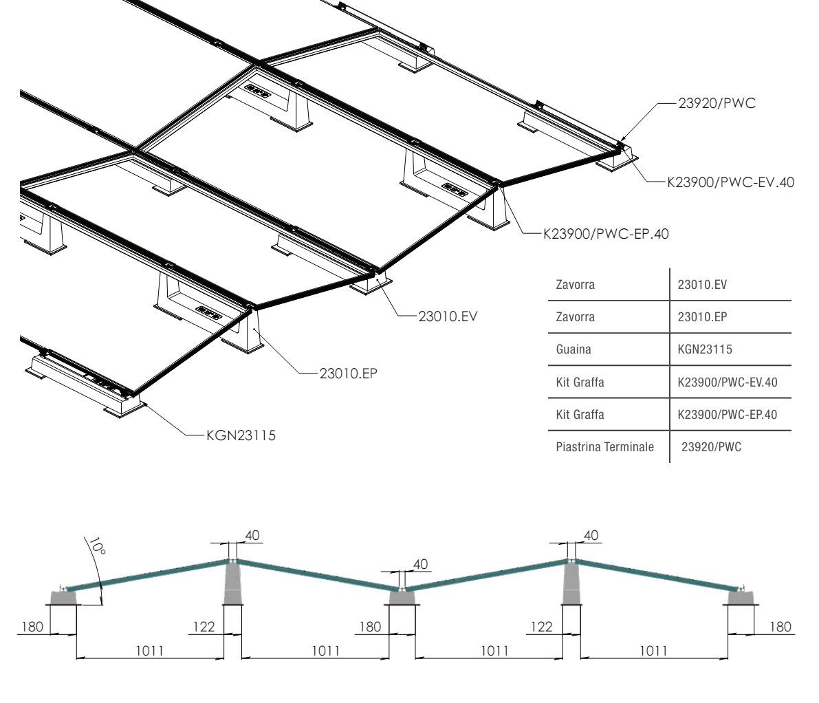 Поддержка фотоэлектрической системы Sun Ballast EASYWEST 10° EP ARCH-00118091 - Вид №3