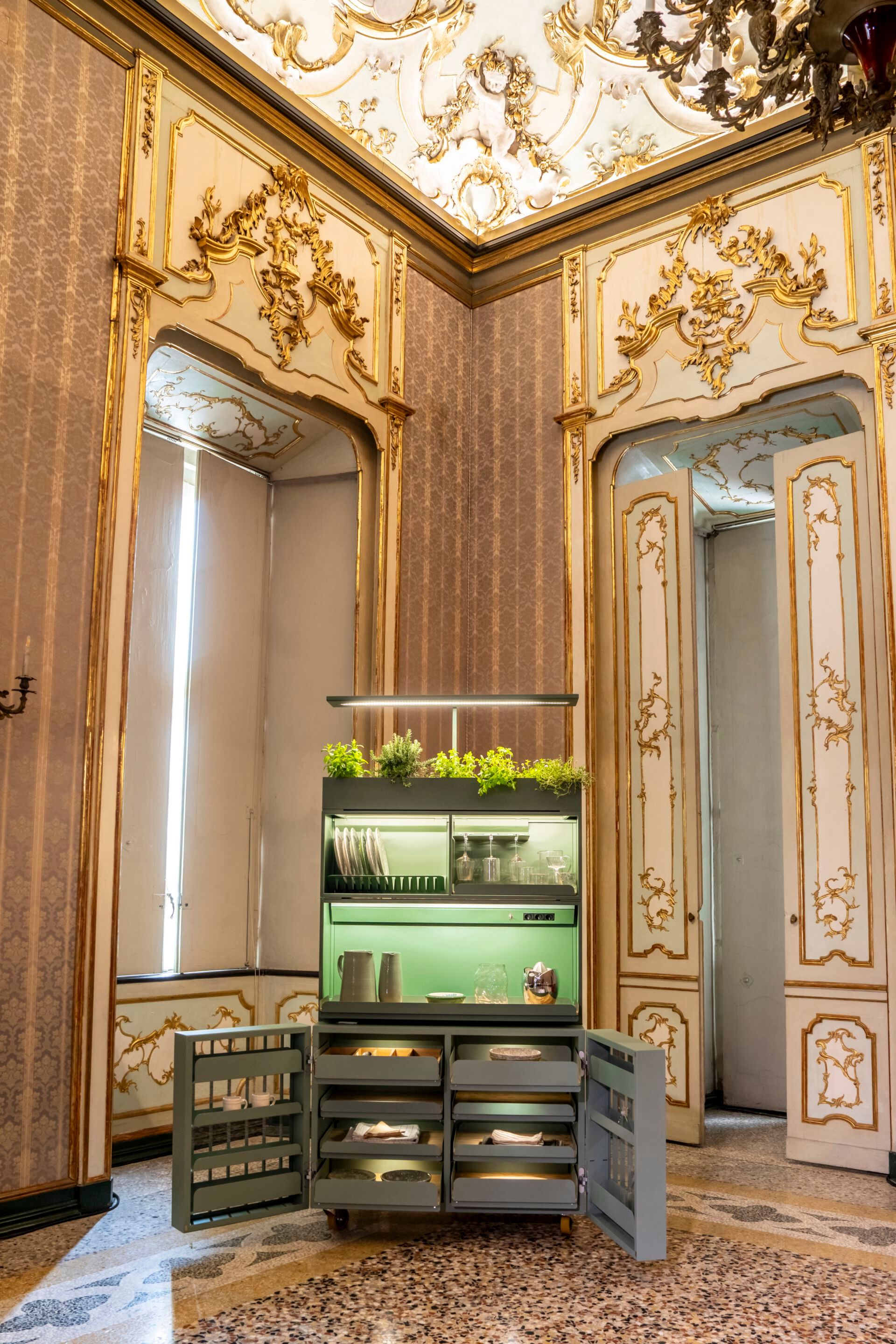 Модульный шкаф из окрашенной стали и оливкового дерева Officine Tamborrino MEMÈ ARCH-00114854 - Вид №19