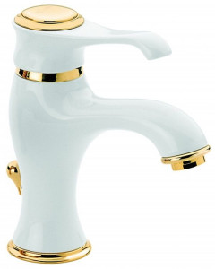 6003BO Смеситель Tiffany с донным клапаном для раковины, цвет белый-золото