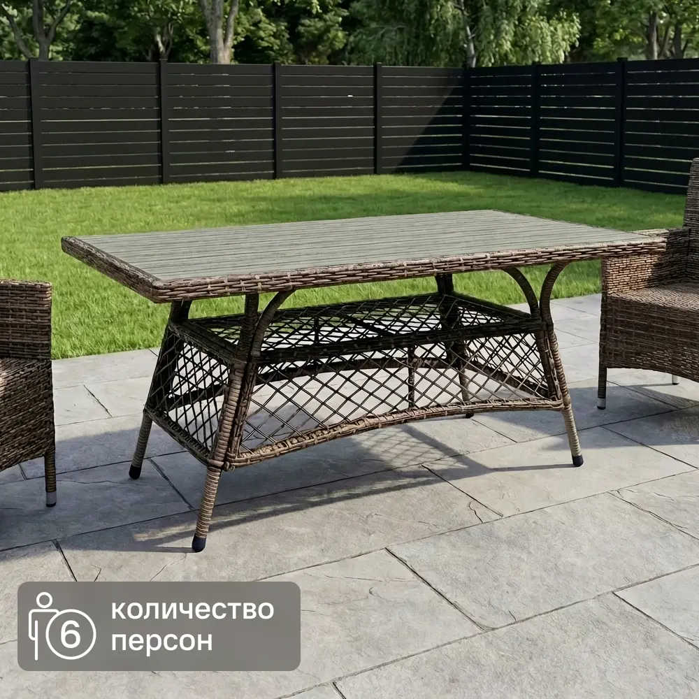 Садовый стол нераздвижной складной Antony 160x85x72 см искусственный ротанг серый Santreyd STLM-2174524