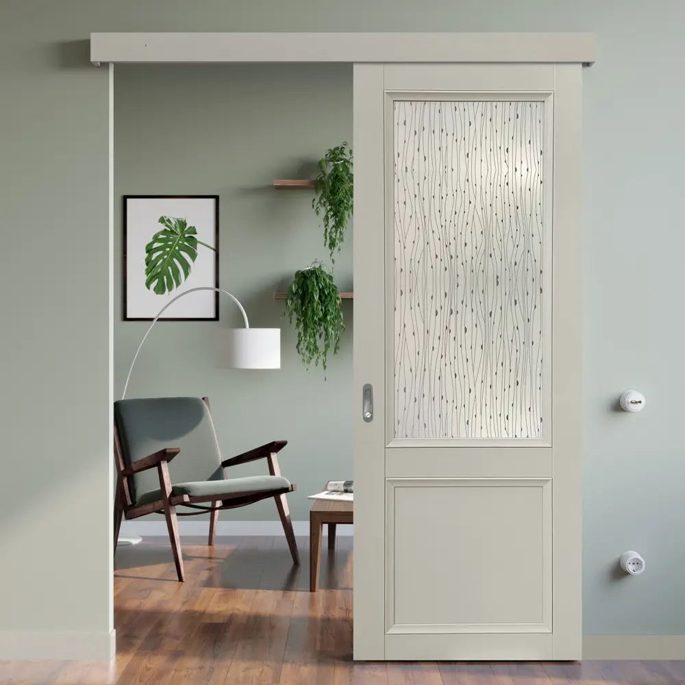 Комплект двери Рондо со стеклом 60x200 см Hardflex цвет серый жемчуг без доборов МАРИО РИОЛИ STLM-2047882 - Вид №3