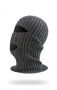 59726 Шлем-маска трикотажная с прорезями темно-серая  Головные уборы  размер