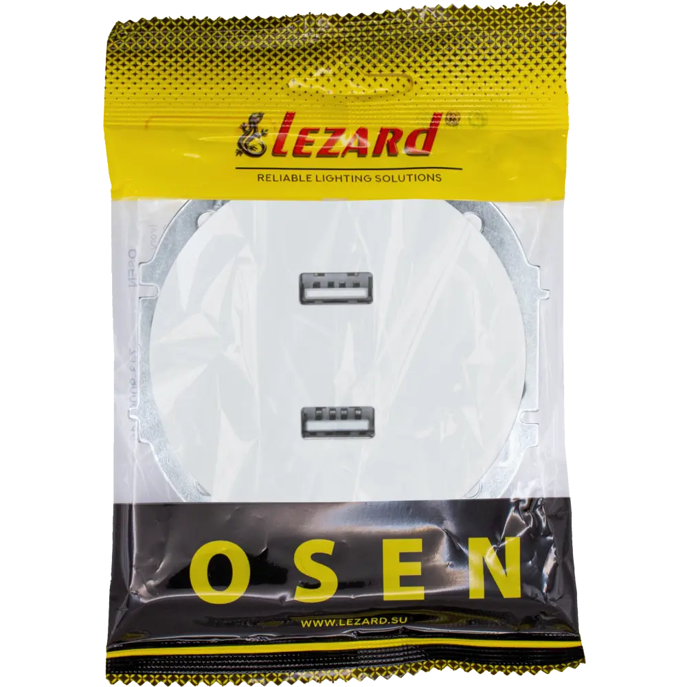 Розетка двойная USB встраиваемая Osen цвет белый LEZARD STLM-2212109 - Вид №7