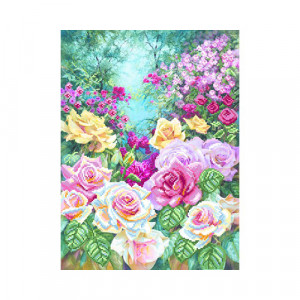 4180 Канва/ткань с рисунком Рисунок на шелке 37 см х 49 см "Розовая серенада" Матренин посад