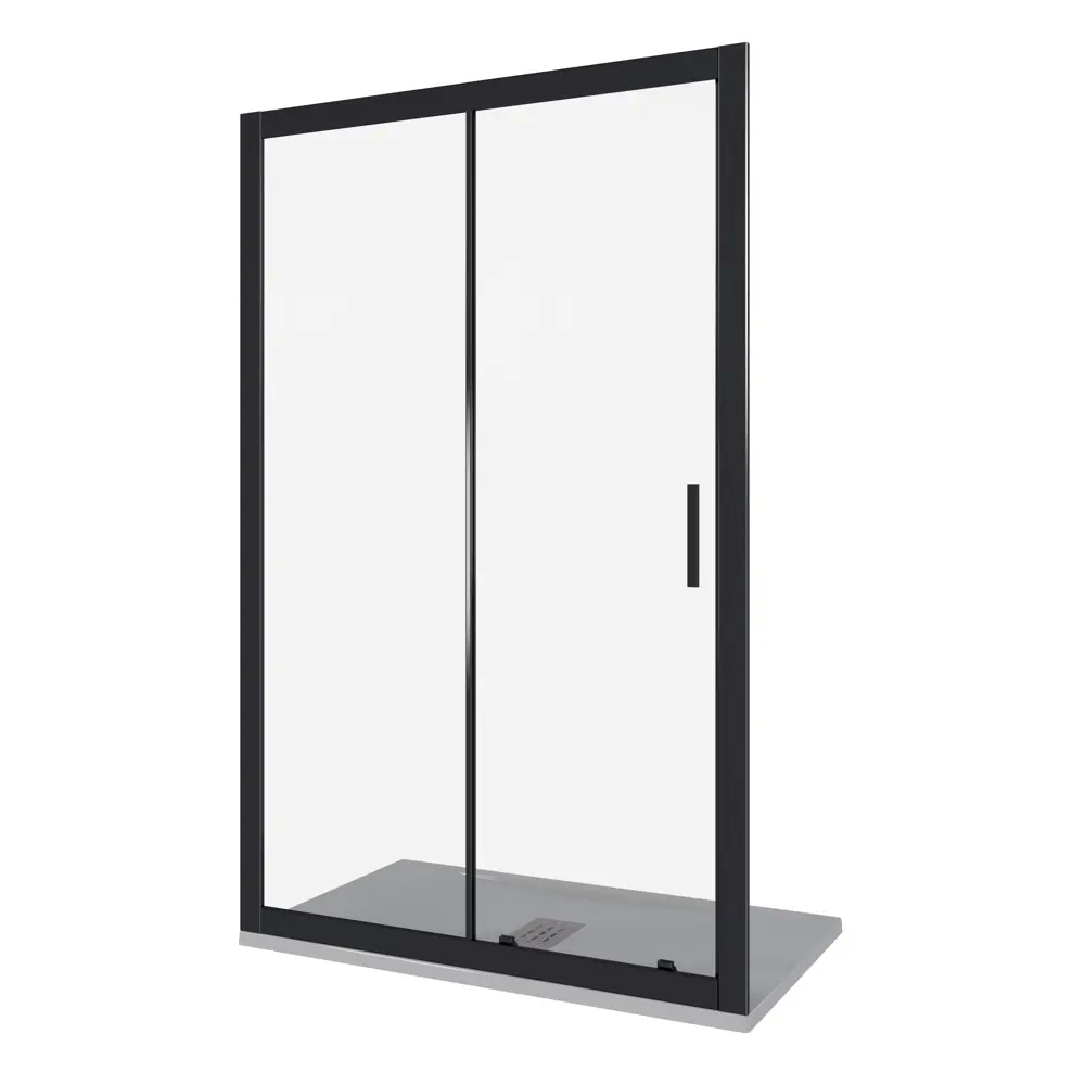 Душевая дверь в нишу Makiato WTW-130-C-B, 185x130 см черный профиль прозрачное стекло раздвижная 84107354 STLM-2142623 Santreyd - Вид №1
